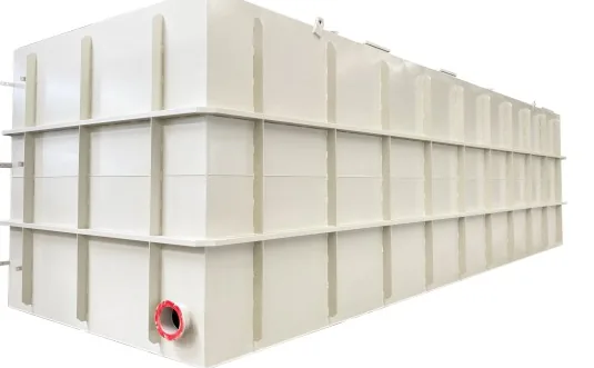 A skid-mounted integrated sewage treatment tank ready for installation
