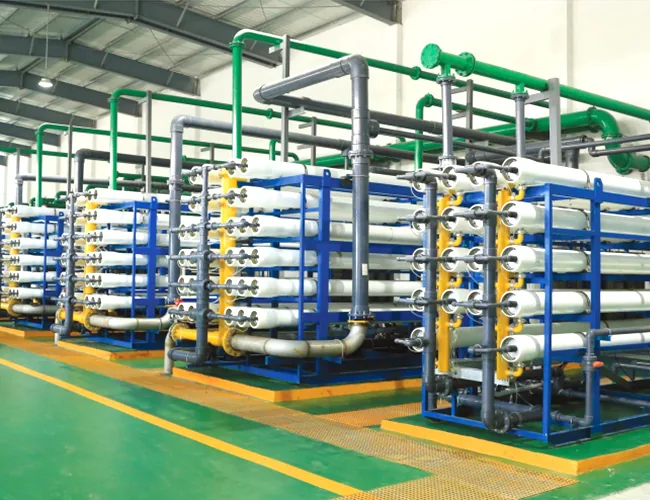 Membrane racks in a water treatment plant